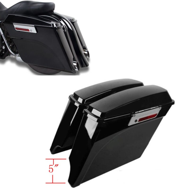 Motorcycle 5" Stretched Extended Hard Saddlebags For Harley Touring Model Electra Street Glide Road King FLH FLTR FLHX 93-13