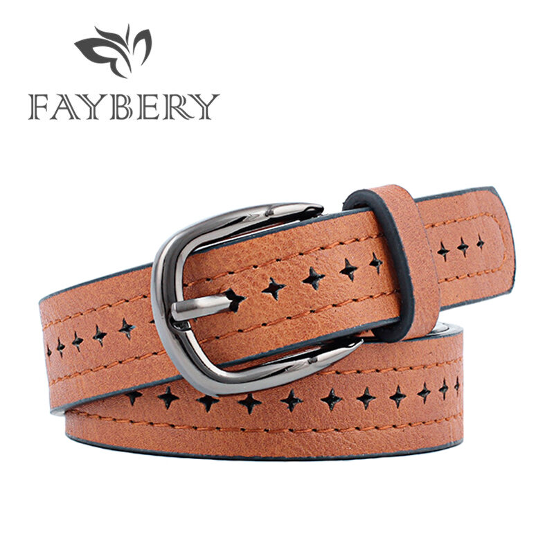 Cinturones de cuero de alta calidad para mujer, cinturón de lujo ahuecado para vestido, cinturones de Metal con hebilla de Pin plateado, 9 colores