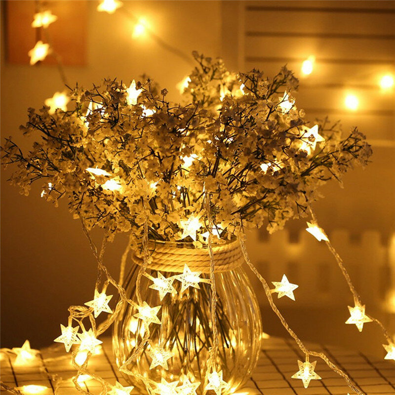 10m DIY Fee Weihnachten führte Lichterketten Neujahr Geburts dekoration Sterne Licht Weihnachts baum Girlande Home Ornamente batterie betrieben