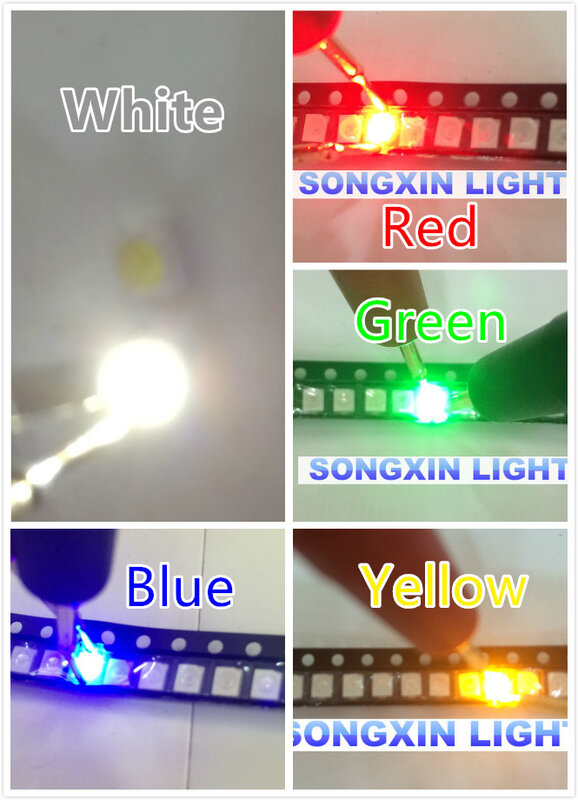 Smd-LEDダイオードキット,緑,赤,ウォームホワイト,アイスブルー,イエロー,ピンク,パープル,UV,オレンジrgb,3528, 1210, 100個セット