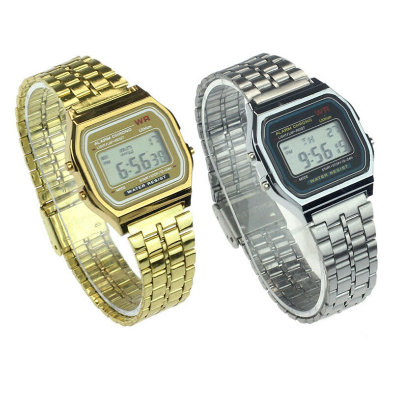 DISU Women Men Wristwatch LED Digital Waterproof Quartz Dress Golden sport watch relogio digital esportivo sports watches