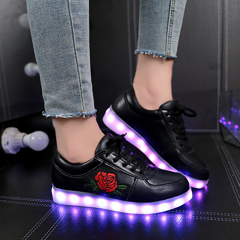 usb charge 26-44 EUR Size PU leather glowing sneaker girls shoes illuminated Luminous Sneaker boy & baby  Led shoes tenis