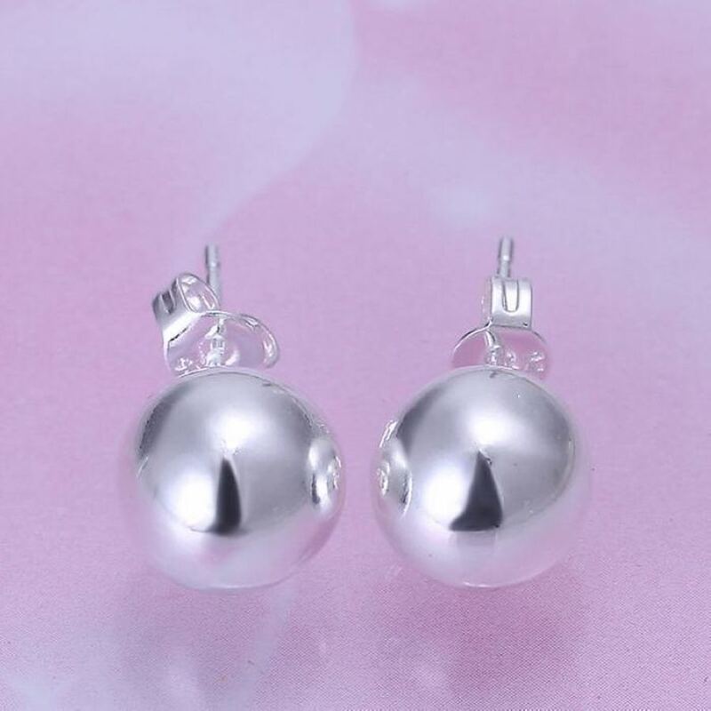 10MM classic women fashion women high quality silver color wedding stud girl Earring Jewelry factory price free shipping E074