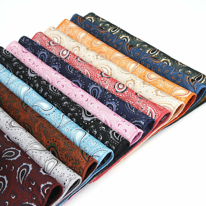 Colorful Polyester Handkerchiefs Woven Paisley Pattern Hanky Men's Business Casual Square Pockets Handkerchief Wedding Hankies