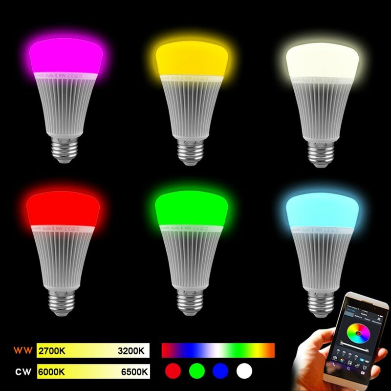 Mi Light-Luz LED inteligente con Bluetooth 4,0, RGB + Control de temperatura de Color con Control remoto por teléfono móvil, lámpara romántica, mejor, 50 unidades por lote