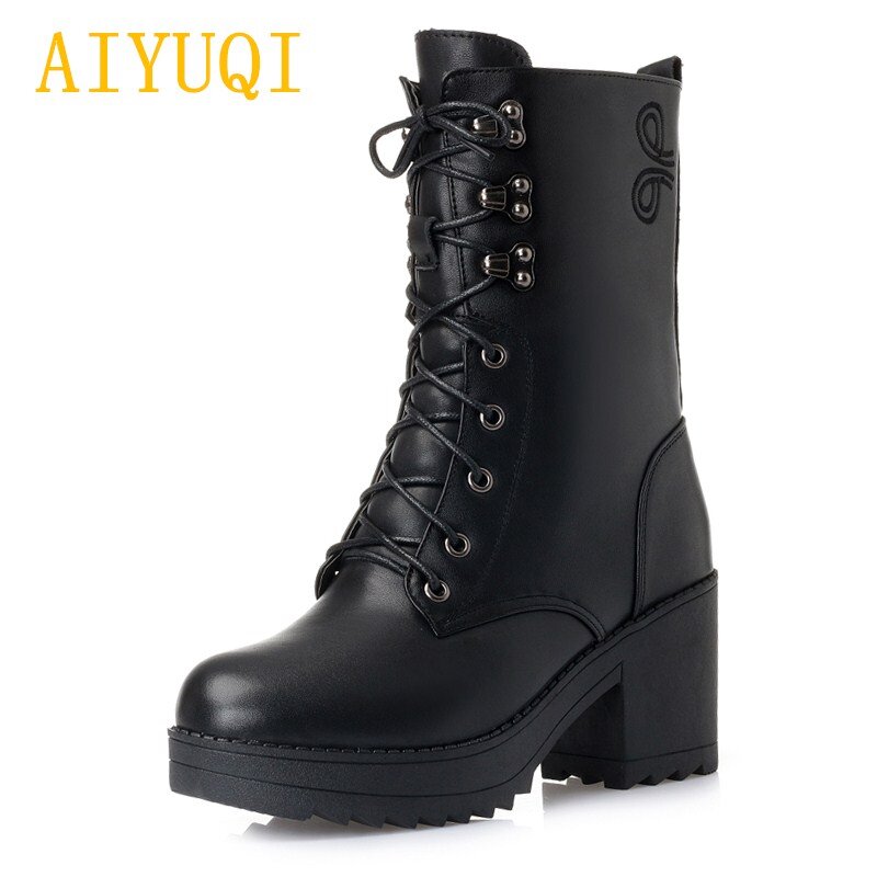 AIYUQI 2019 new winter women boots female waterproof,sexy warm wool snow boots women,big size women genuine leather boots shoes
