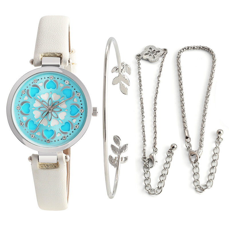 Marca de luxo relógios femininos presente conjunto jóias personalidade romântico relógio pulso couro strass designer senhoras
