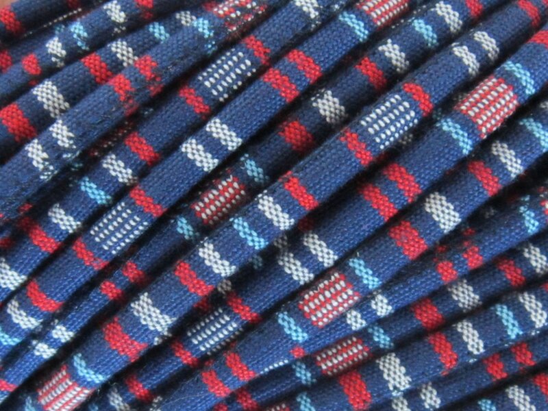 Navy blue mixed Fabric ethnic cord Stitched cotton cord Textile embroider cord