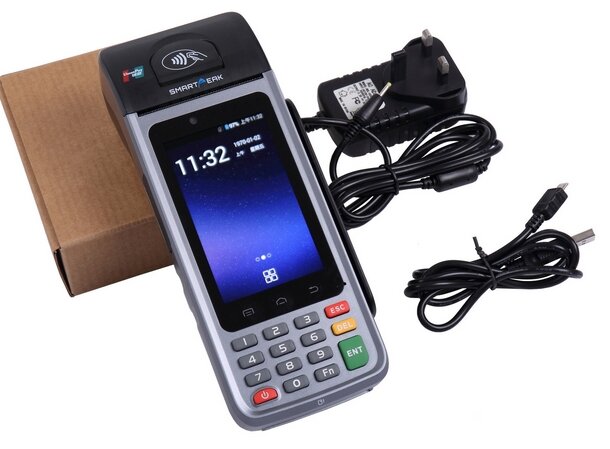 android mobile rugged pda pos terminal NFC/IC card reader barcode scanner with built-in receipt printer RFID Reader