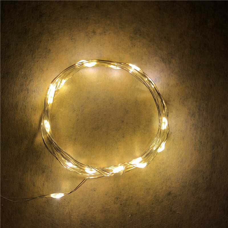 Guirnalda LED de alambre de cobre para decoración, cadena de luces de hadas para artesanía de vidrio, tarro, botella, Navidad, San Valentín, boda, 2M, 20 piezas