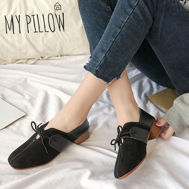Ho Heave Shoes Women Comforty Flock Leisure Women Fashion Shallow Shoes Mid Heel Pumps Patchwork Casual Spring Autumn Lady Shoes