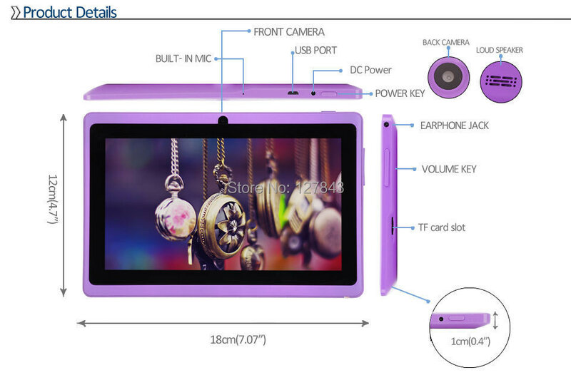 DHL Freies verschiffen 100 teile/los 7 zoll Q88 Allwinner Dual Core A23 android 4.4 2800mah 512 m 4GI DUAL Kamera 9 farben Tablet PC