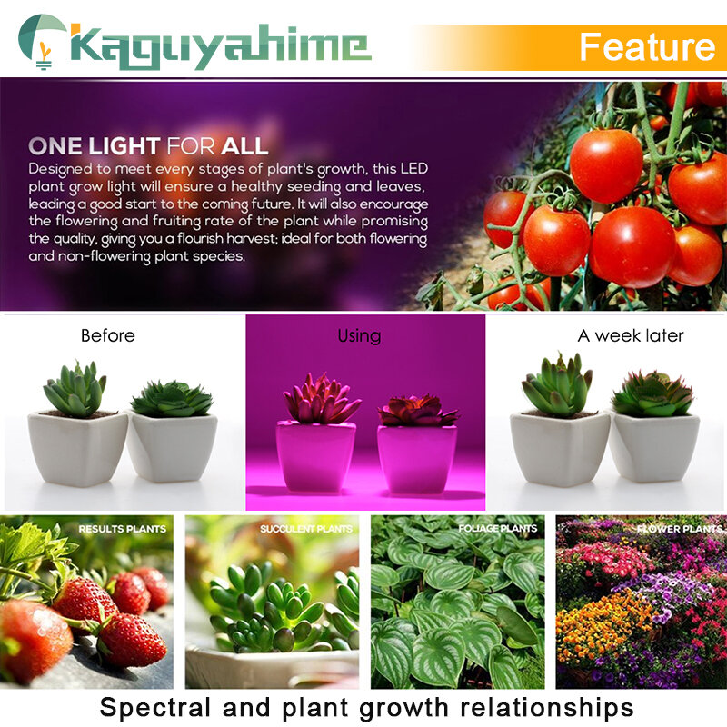 Kaguyahime-Full Spectrum UV LED Grow Light, Luzes da planta interior, Lâmpadas de Crescimento, Lâmpada E27, 110V AC, 220V, 3W, 4W, 9W, 15W, 2Pcs