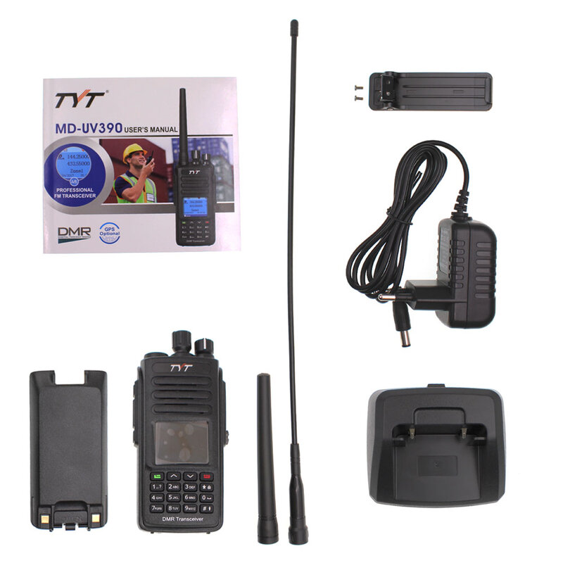 TYT-Impermeável Dual Time DMR Digital Walkie Talkie, MD-UV390, GPS, Estação de Rádio DMR, 5W, 136-174MHz, 400-480MHz, IP67