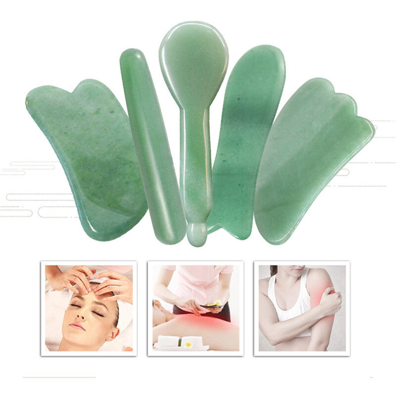 Natürliche Aventurin Jade Stein Guasha Massage Werkzeug Akupunktur SPA Therapie Gua Sha Massage Schaben Bord Antistress Körper