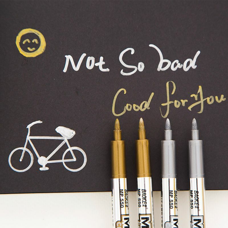 크리에이티브 문구 금속 컬러 공예 펜, 금색 및 은색 페인트 펜, 1.5mm 아트 마커