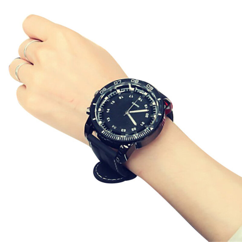 2018 Sport duża tarcza zegarki damskie męskie pasek z eko skóry Wrist Watch Quartz prezent dla par
