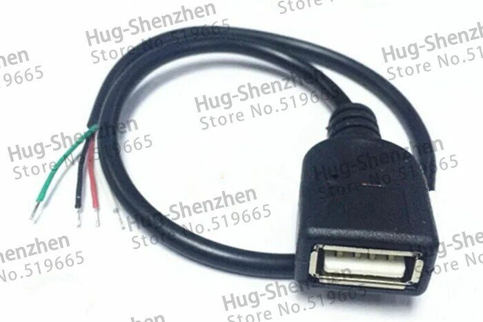 Adaptador de datos de enchufe USB hembra de alta calidad, Cable jcak de 4 pines, para soldar, bricolaje, 30CM, 100 unids/lote