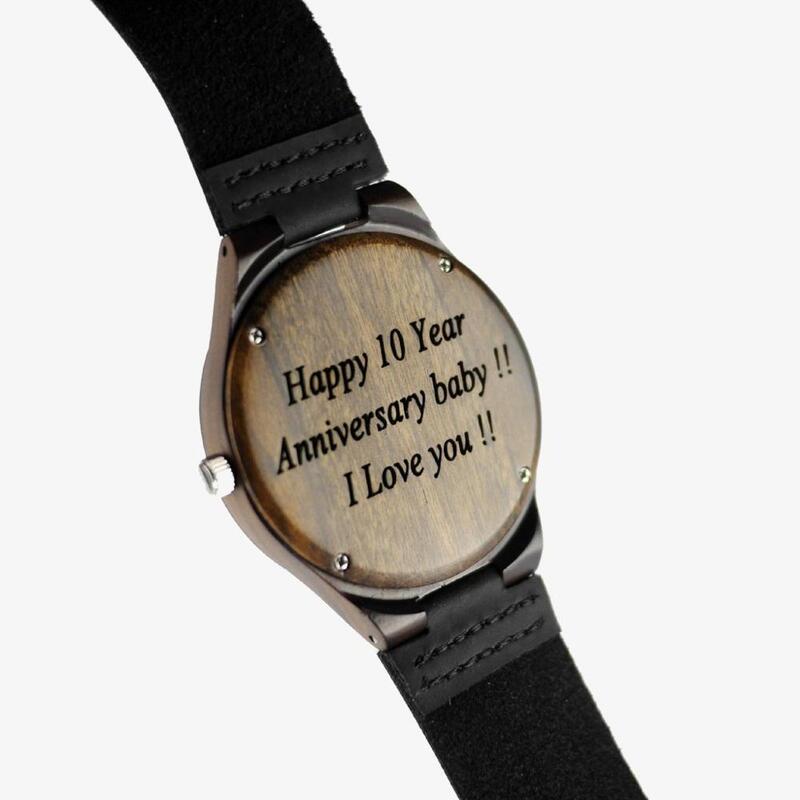 Engraved Wooden Watch for Men Boyfriend Or Groomsmen Gifts Black Sandalwood Customized Wood Watch Birthday Gift for Him