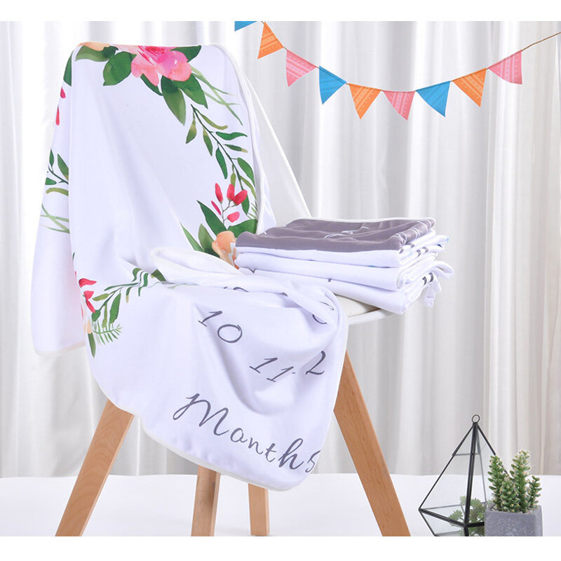 Infant Baby Milestone Blanket DIY Photo Photography Props Newborn Flower Letter Printed Monthly Growth Blankets 76*102cm