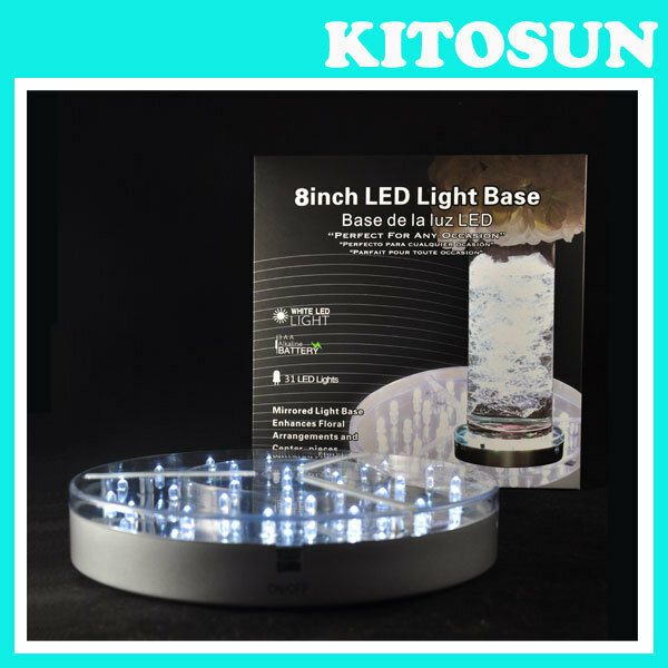 E-maxi Luminator Light Base, 31 White LEDs, 8inch Diameter , 3AA Battery Operated Under Vase LED Light Base