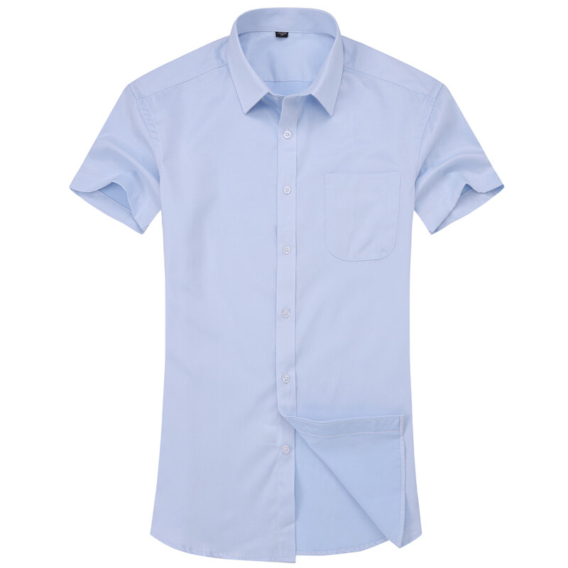Männer Casual Kleid Kurzarm Shirt Sommer Weiß Blau Rosa Schwarz Männliche Regelmäßige Fit Shirt Männer Social Shirts 4XL 5XL 6XL 7XL 8XL