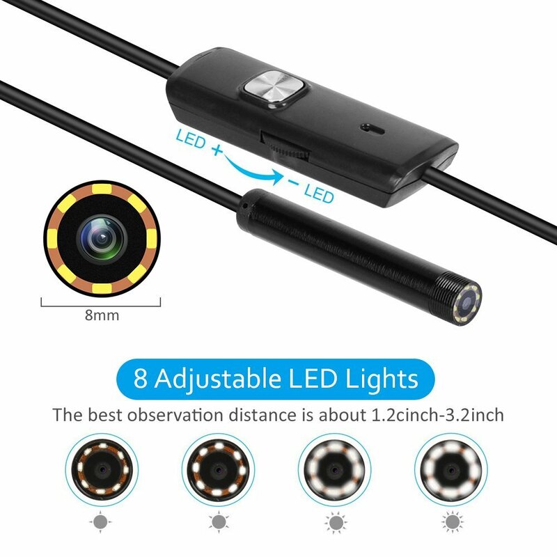 8 Mm 2/3/5M Wifi Endoskop Kamera 720 P/1080 P Mini Tahan Air Inspeksi Kamera dengan Kabel USB IOS Endoskop untuk iPhone
