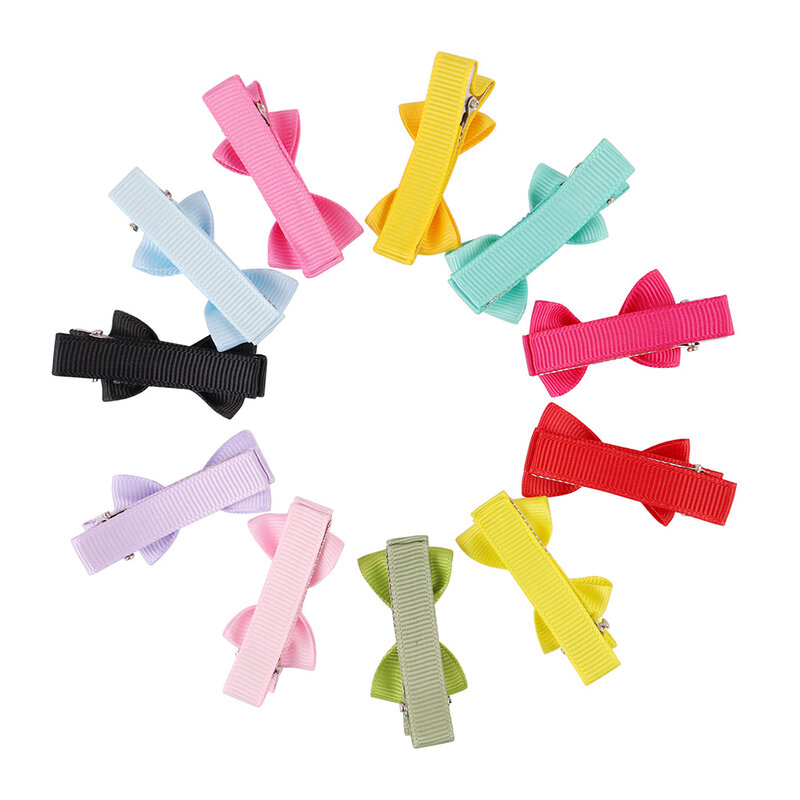 Mini Dogs Bow Hairgrips Hair Clips Girls Solid Colors Whole Wrapped Safety Hairpin Kids Hairpins Hair Accessories