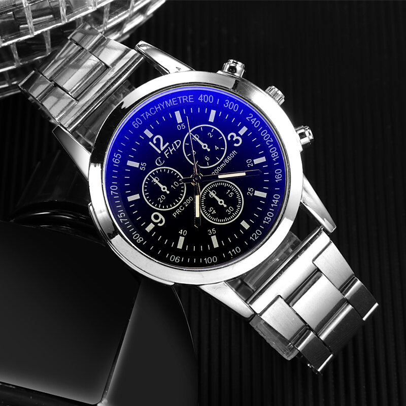 Часы наручные мужские с синим стеклом, брендовые Роскошные спортивные из нержавеющей стали
