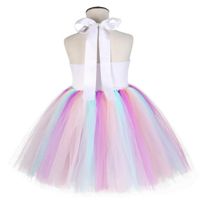Kostium jednorożca dla dzieci prezent urodzinowy dla dziewczynek światła LED cekinowa tęczowa sukienka Tutu Halloween błyszcząca księżniczka przebranie na karnawał