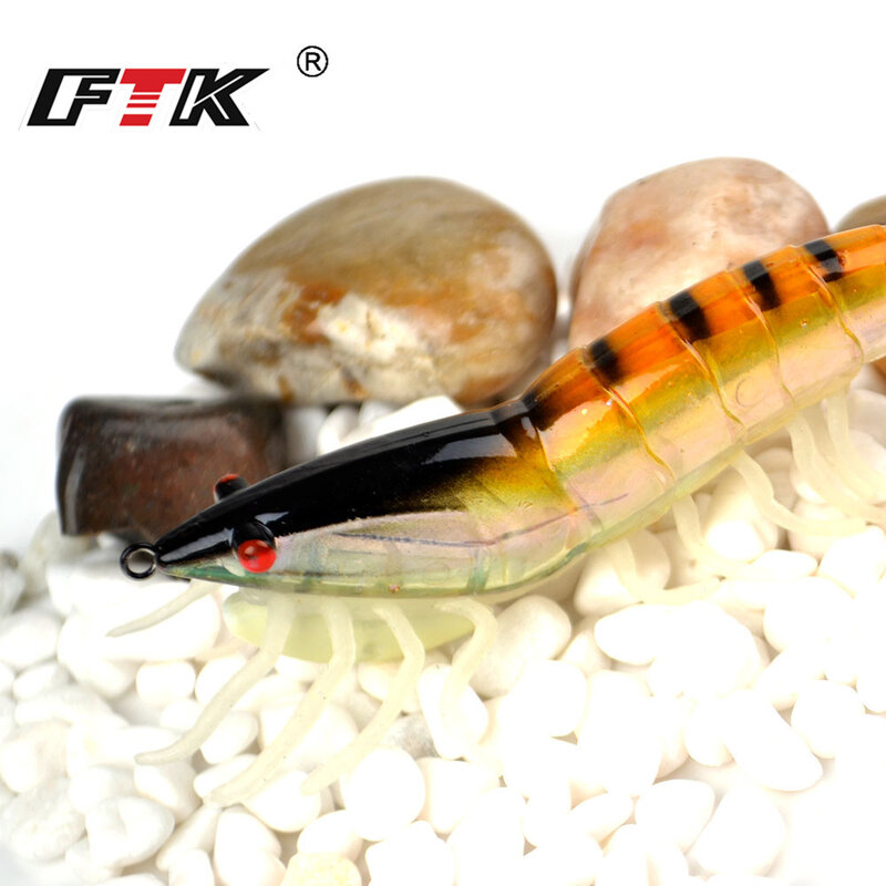 FTK الحبار هوك 1 قطعة 3.0g/3.5g 6 ألوان الصيد السحر الحبار الرقصة الطعم قضية noctilucent الروبيان إغراء 3D عيون ل صيد السمك