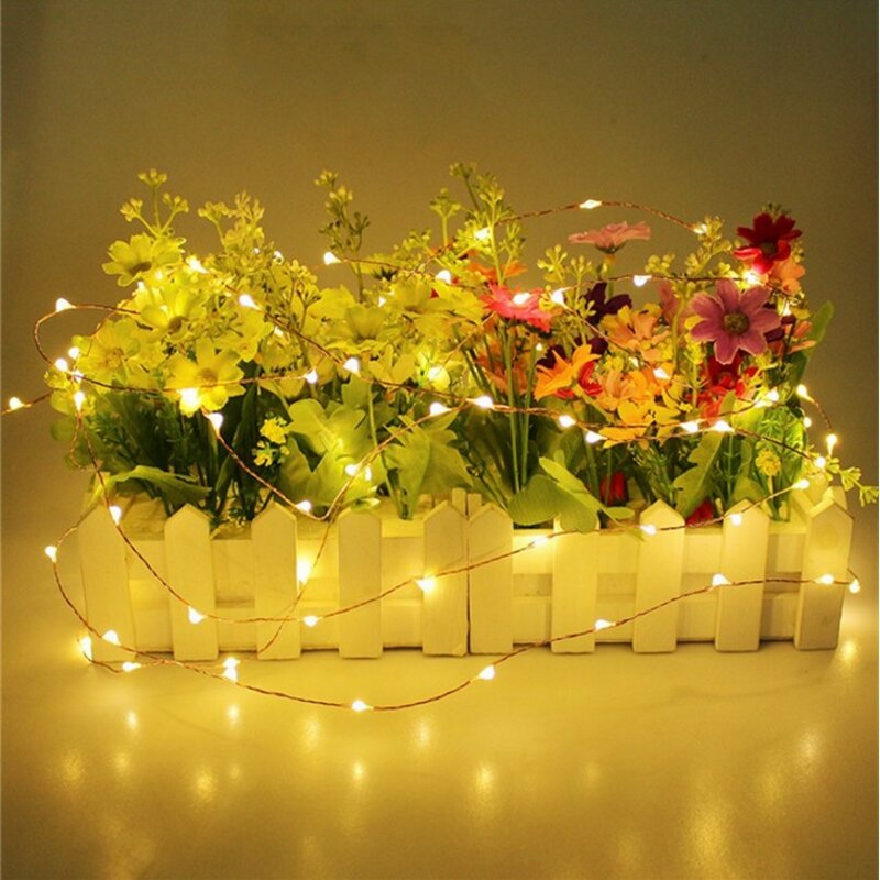 Lampu String Led Bertenaga Baterai AA RGB Putih Hangat Dingin 10M 5M 2M 3M Lampu Peri Kawat Perak Dekoratif Pesta Pernikahan Natal