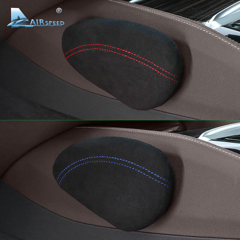 Airspeed หนัง Universal รถขา Cushion Pad เข่าสนับสนุนหมอนสำหรับ BMW E46 E39 E60 E90 E36 F30 F10 f20 อุปกรณ์เสริม