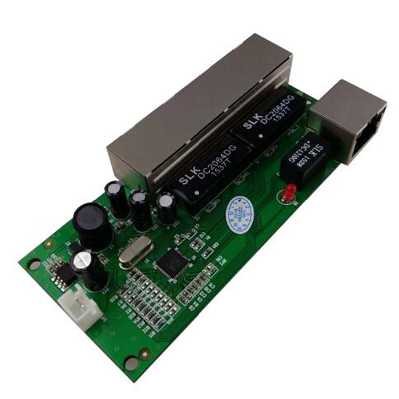 Mini interruptor OEM de 5 puertos, interruptor de red de 10/100mbps, 5-12v de amplio voltaje de entrada, módulo inteligente ethernet pcb rj45 con led incorporado