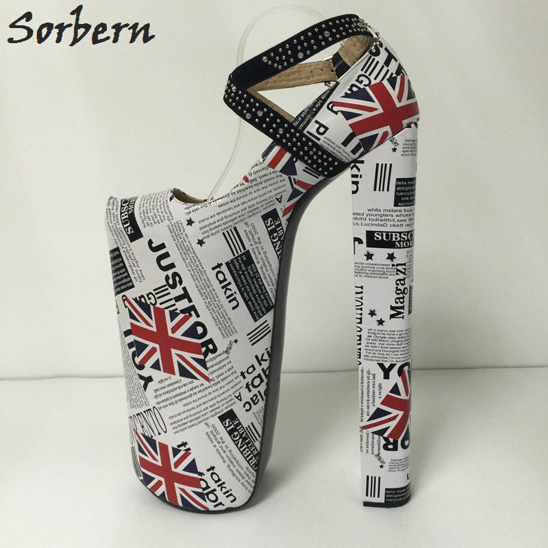 Sorbern flag ankle boots sapatos femininos 2017 novo 14 "ultra saltos altos 10" plataforma grossa bomba feminina salto alto tornozelo sapatos tamanho 4-15