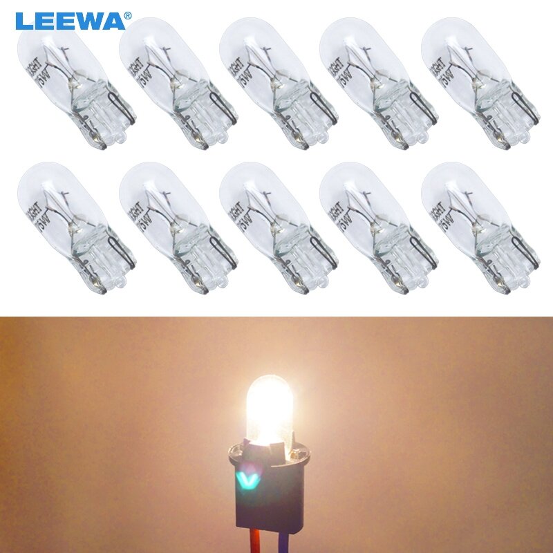 LEEWA 50 stks Warm Wit Auto T10 168 192 Wedge 12 v 5 w Halogeenlamp Externe Halogeenlamp Vervanging dashboard Lamp Licht # CA2109