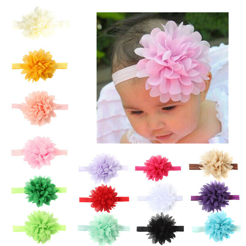 Faixa de cabelo floral chiffon para bebês meninas, grampo de cabelo para cabeça, acessórios de cabelo para crianças 2020
