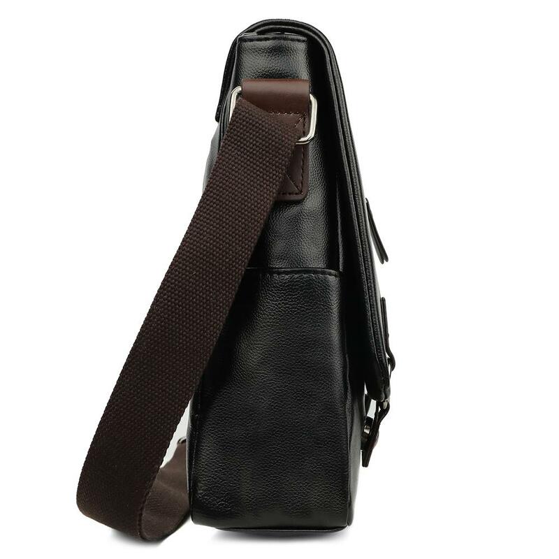 VICUNA POLO Promotional Men Messenger Bag Vintage Large Horizontal Black Satchel Bag With Double Belt Fashion Mens Handbag Hot