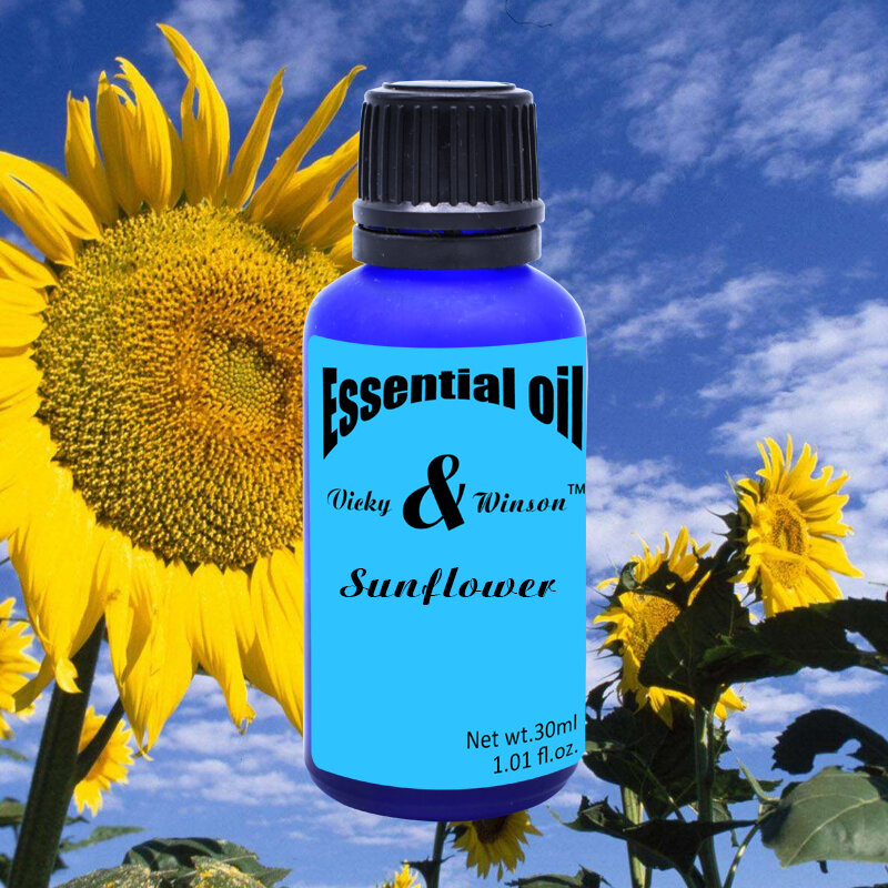 Vicky & winson girassol aromaterapia óleos essenciais 30ml com base promover o crescimento da pilha humana massagem óleo sabão desodorização