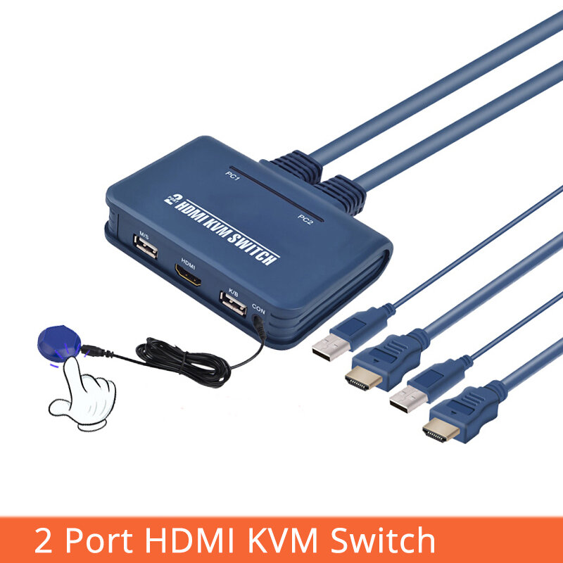 Kvm Schalter Mit Kabel 2 In 1 Heraus Für Monitor USB Tastatur Maus HDMI Schalter Unterstützung Desktop Controller