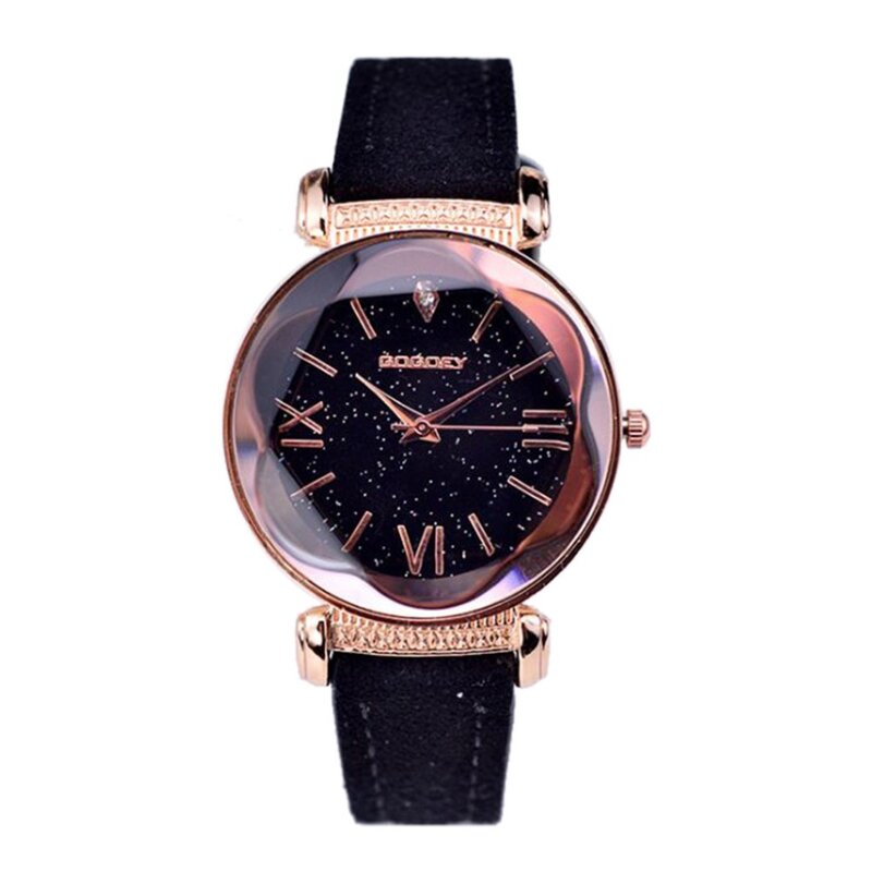 Nova marca de moda ouro rosa relógios de couro das senhoras vestido casual quartzo relógio de pulso reloj mujer feminino