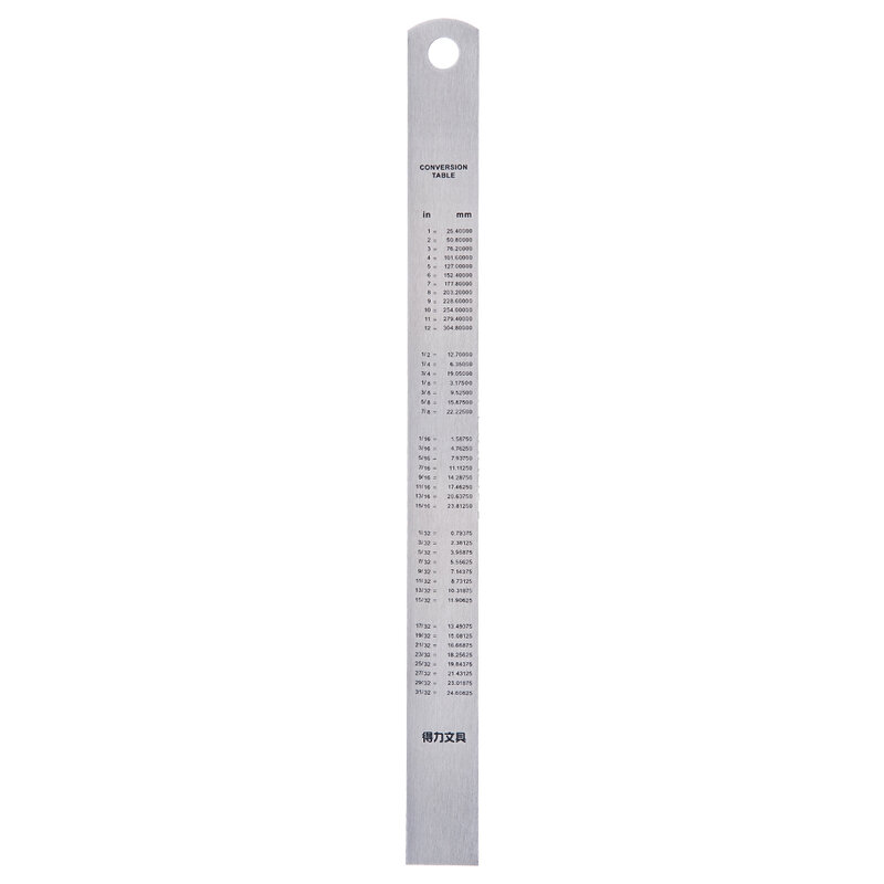 DELI Stainless Steel Straight Ruler Precision 15-30CM Flat Thick Metal Measuring Scale Tools Office Supplies