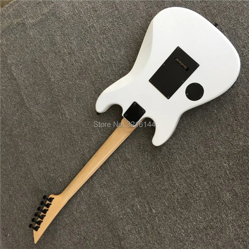 Nouvelle guitare électrique blanche à double vague, métal noir, elle peut être personnalisée selon la demande. De vraies photos