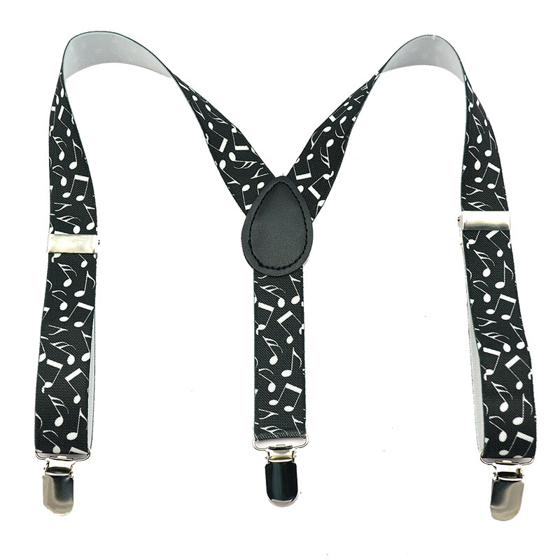Bretelles en Polyester | 2.5cm de haute qualité, pour enfants garçons et filles "big Music Note", bretelles élastiques noires, pantalon à dos Y bretelles