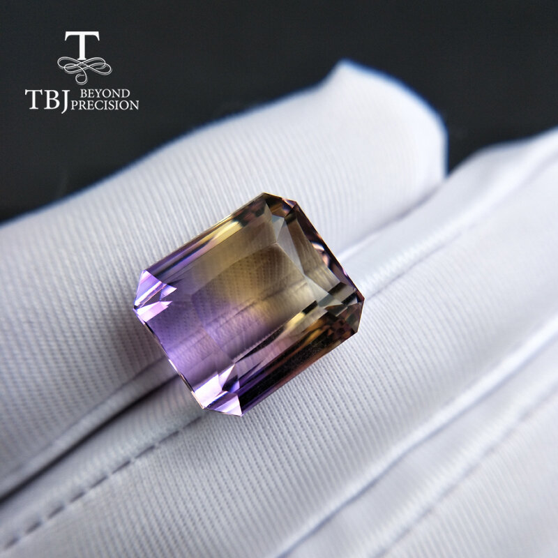 Tbj、100% 天然18-20ct市松切断2色アメトリン宝石金と銀ジュエリー作成diy