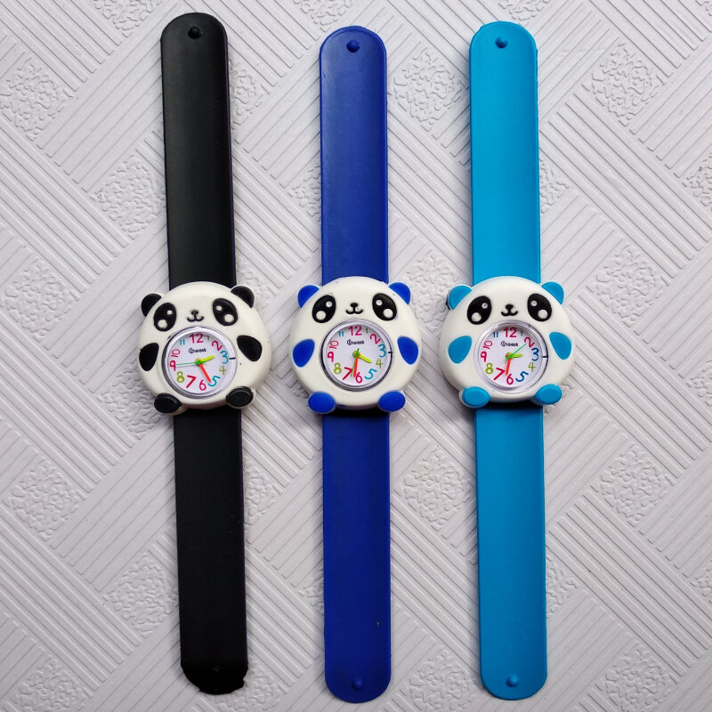 Silicone Slap On Watch Children Cartoon Panda Quartz Watch 3 colors Kids Boys Girls Christmas Gifts Baby Toys Digital Watches Q7