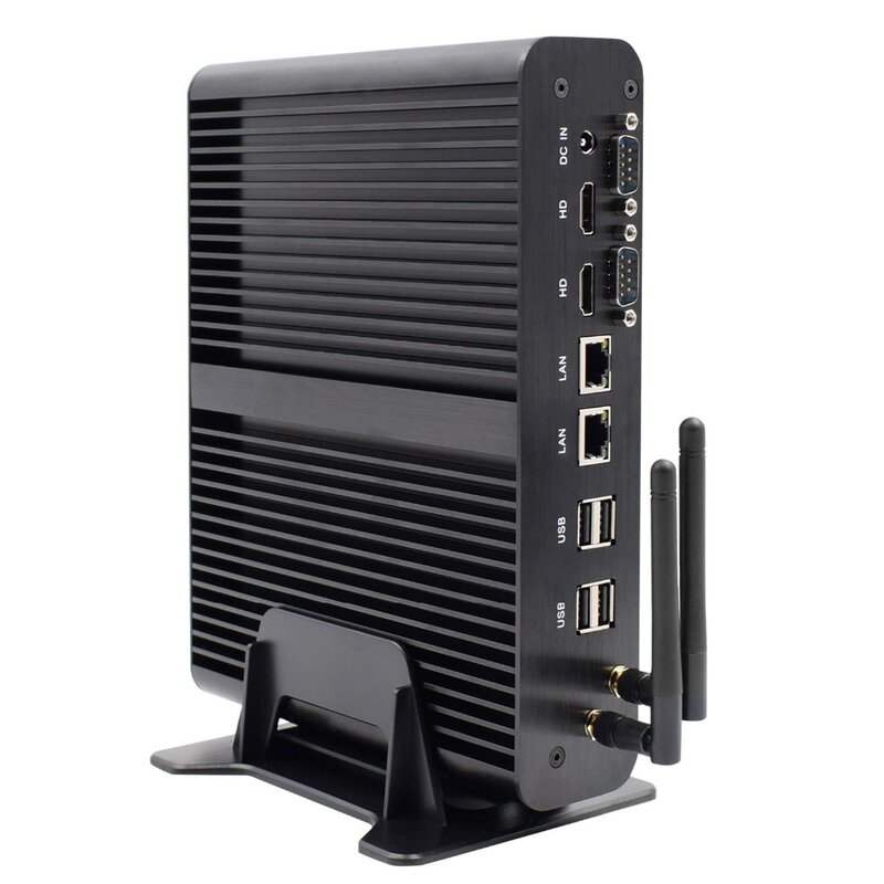 Desktop PC Fanless คอมพิวเตอร์ขนาดเล็ก,2 RS232 COM สนับสนุน DIY SSD, Intel Core I7 5500U,กราฟิก HD 5500, 1000Mb Windows10 2 * HDMI SPDIF