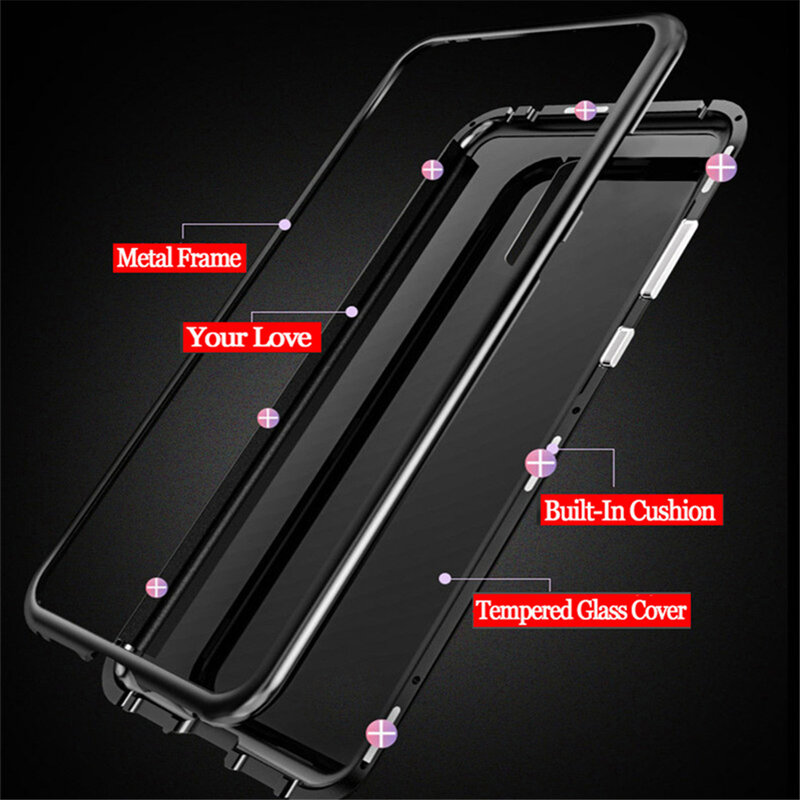 Magnetic Case for OnePlus 7 7Pro Pro 6T Metal Frame Magnet Flip Cover for One Plus 6T 5T Cover for Oneplus 6 6t Glass Back Cover