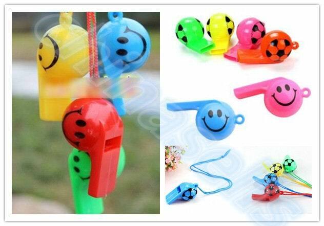 2pcs colorful soccer funny face kid fans whistle cheerleading children whistle foodball soccer ball whistles With rope