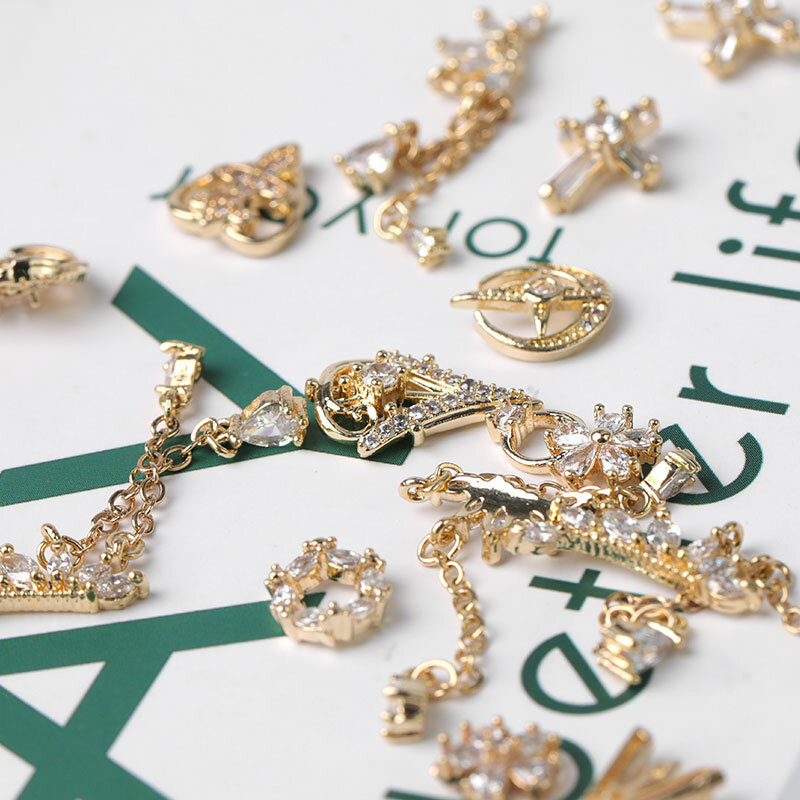 HNIUX-Colgante de perlas japonesas para decoración de uñas, dijes de diamantes de manicura de cristal de alta calidad, joyería de Metal de circón 3D, 2 piezas